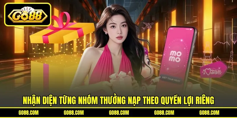 Nhận diện từng nhóm thưởng nạp theo quyền lợi riêng